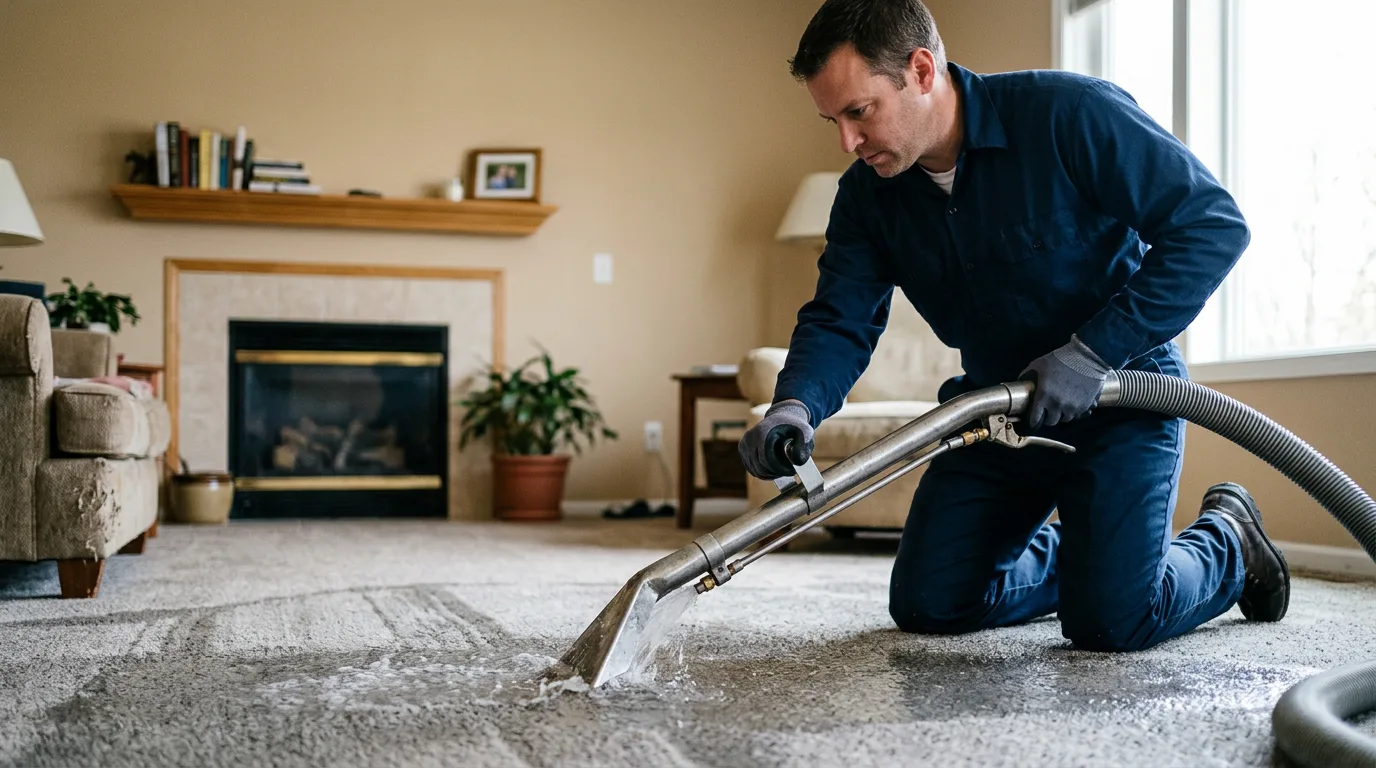 Water damage restoration technician working near Garden City, MO